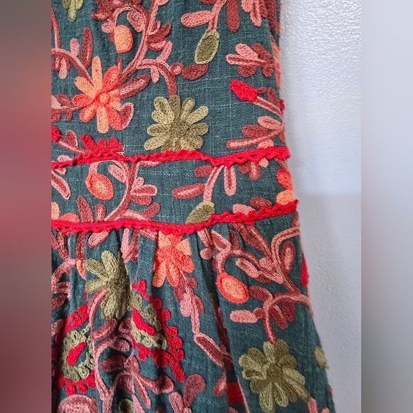 Adelyn Rae x Anthropologie Needlepoint Garden Dress Green Size 6 - Picture 7 of 14